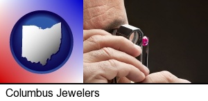 a jeweler examining a jewel in Columbus, OH