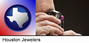 a jeweler examining a jewel in Houston, TX