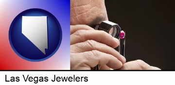 a jeweler examining a jewel in Las Vegas, NV
