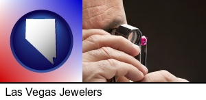 Las Vegas, Nevada - a jeweler examining a jewel
