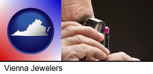 a jeweler examining a jewel in Vienna, VA