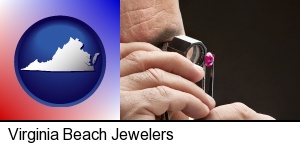a jeweler examining a jewel in Virginia Beach, VA