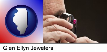 a jeweler examining a jewel in Glen Ellyn, IL