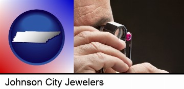 a jeweler examining a jewel in Johnson City, TN